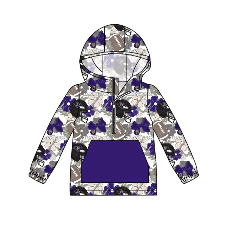 Baby Boys Sport Team Purple Bow Hoodie Top Preorder 3 MOQ
