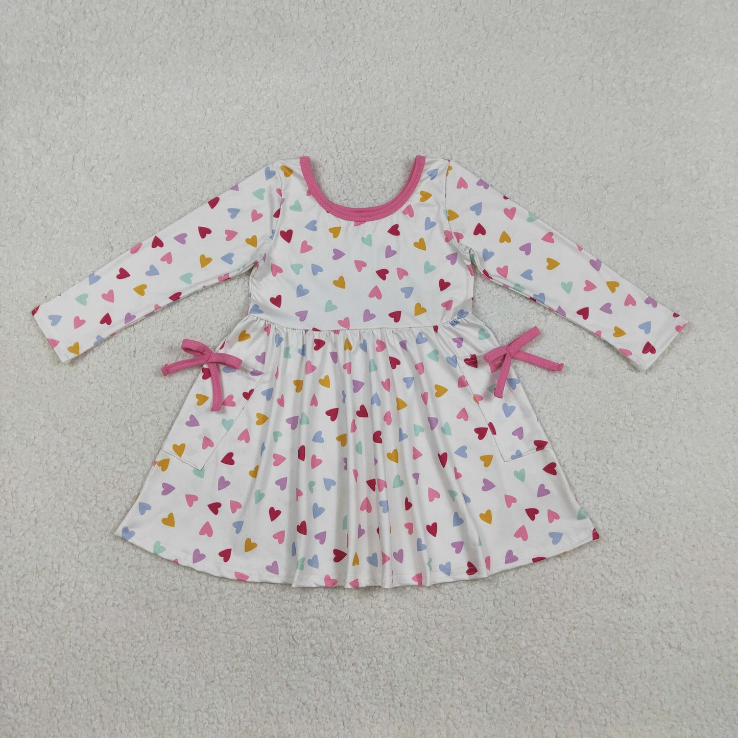 Baby girls colorful heart print long sleeve dress