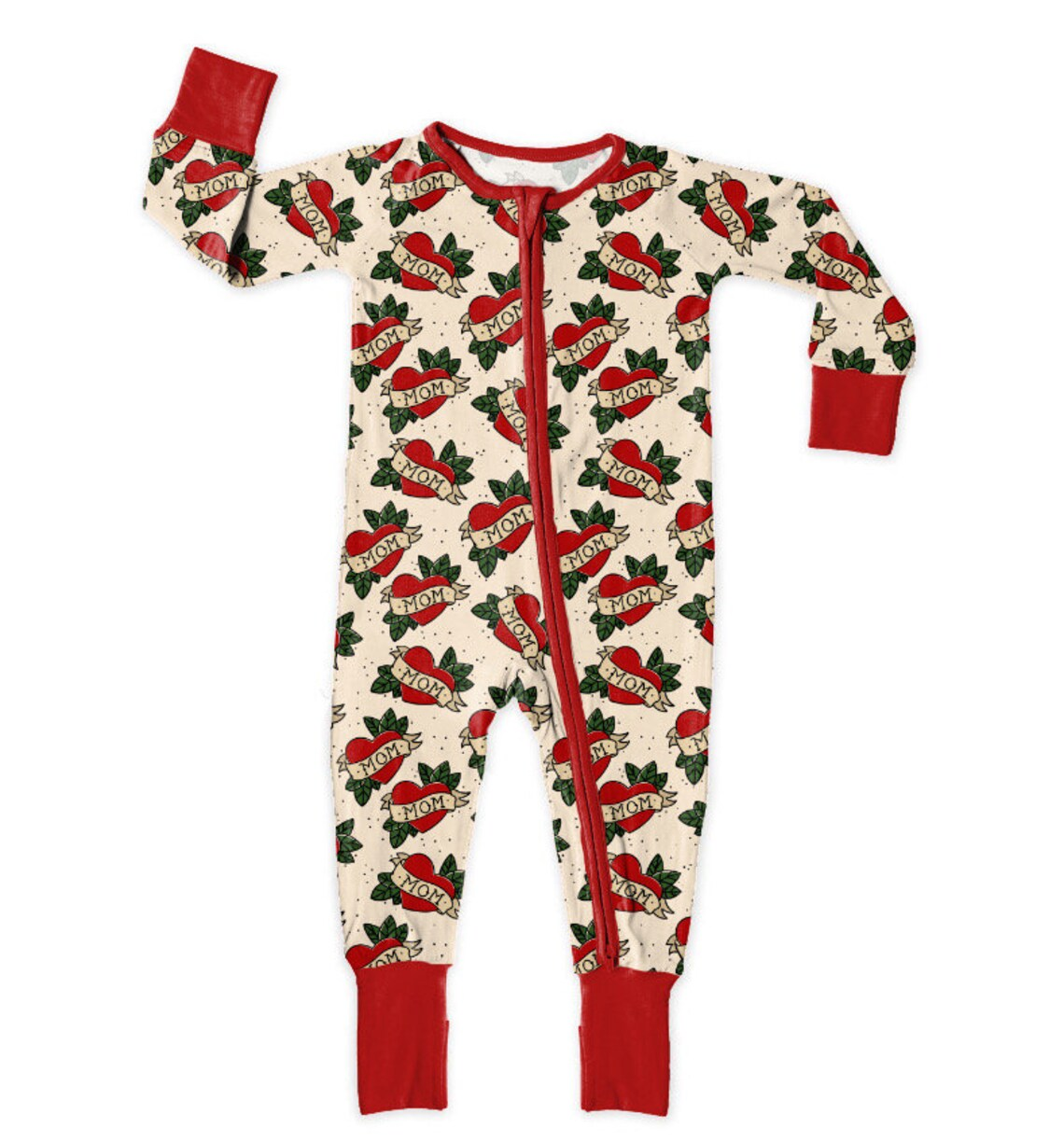 (5MOQ) Newborn Baby Love Mom Zippy Romper Pre-order