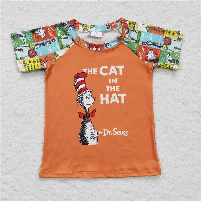 Baby Boys Short Sleeves Dr Reading Hats Orange Shirts Tops