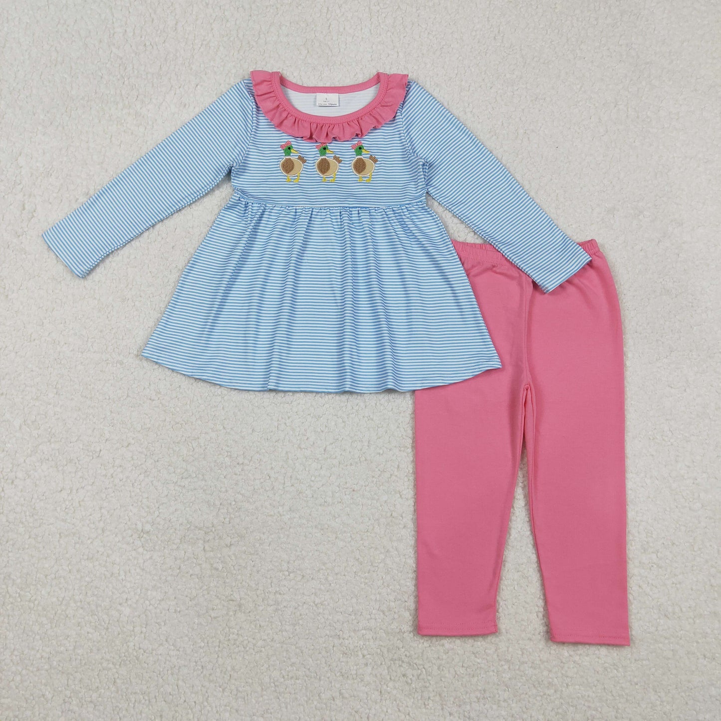 GLP2923 Baby Girls Mallard Duck Tunic Top With Leggings Set