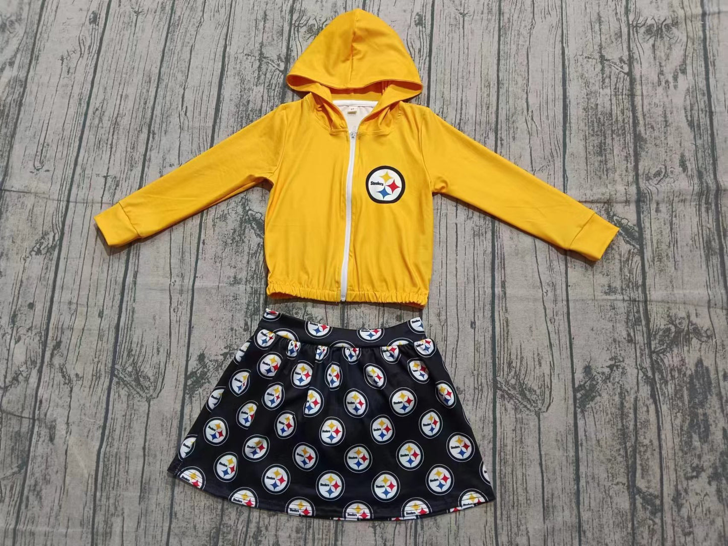 Preorder 5 MOQ Baby Girls Football Team Hoodie Top and Skirt Set
