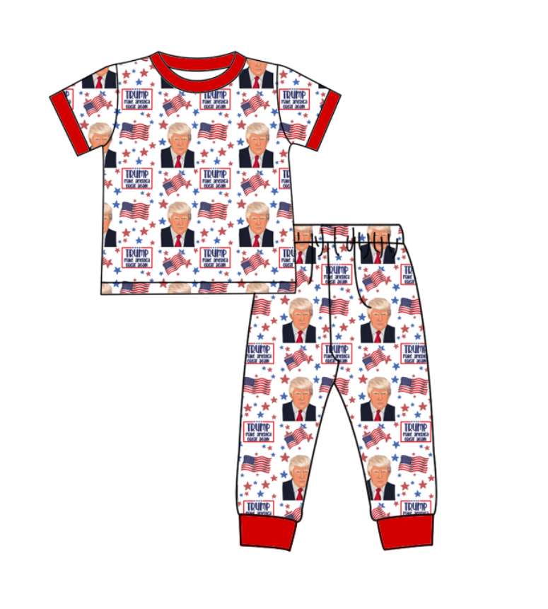 Baby Boys Trump Short Sleeve Top Pants Pajama Set Preorder 5 MOQ