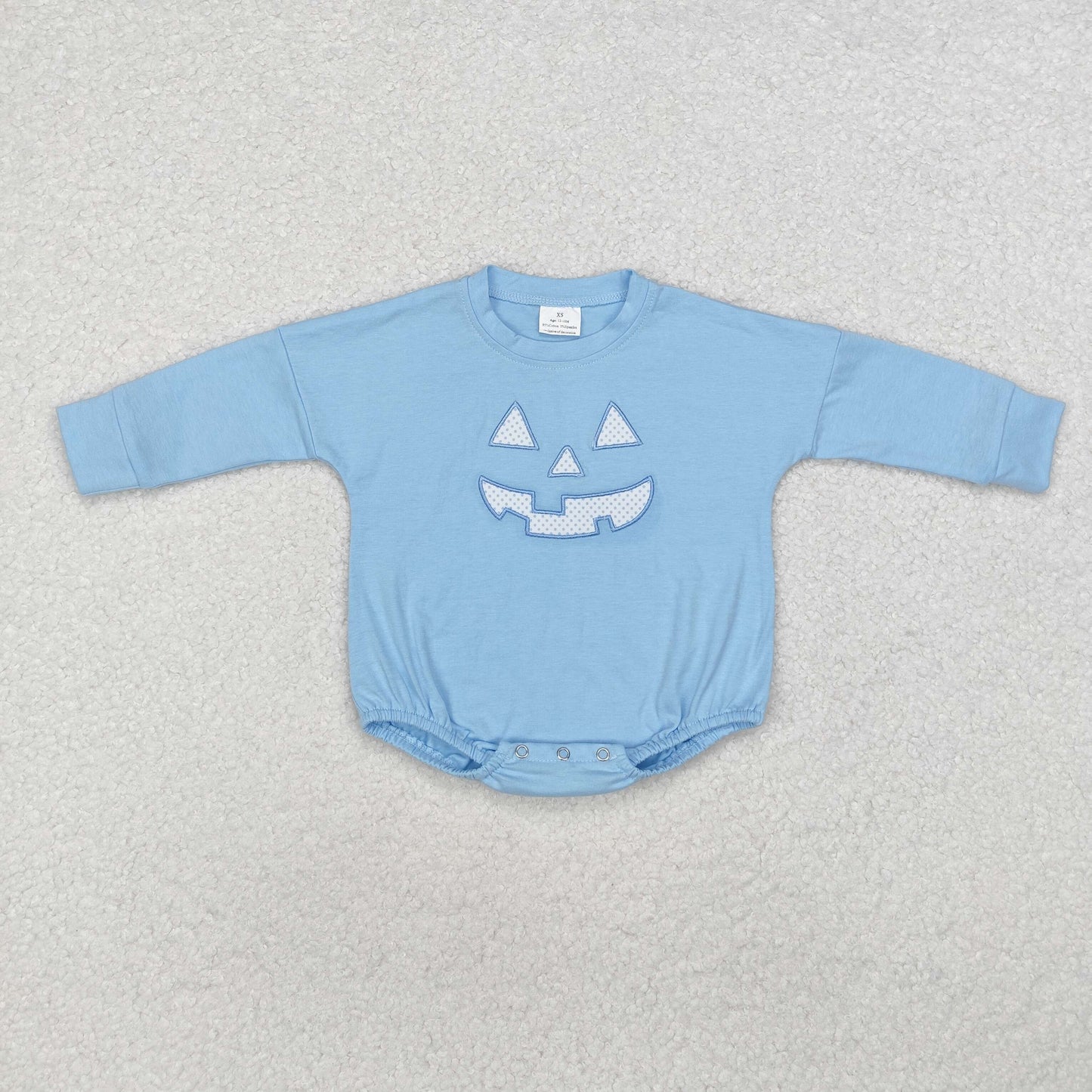 Baby Girls Halloween Pumpkin Blue Bubble Romper