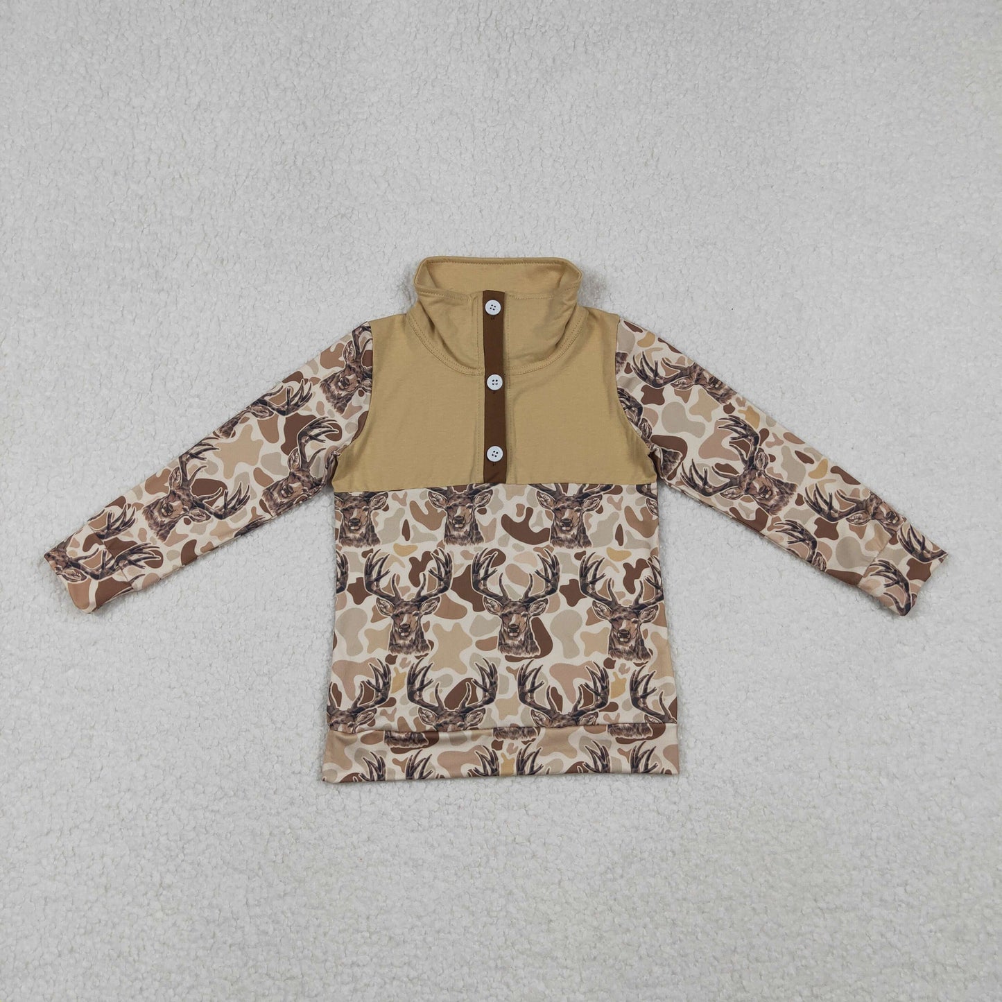BT1338 Kids Boys Hunting Deer Camo Pullover Top