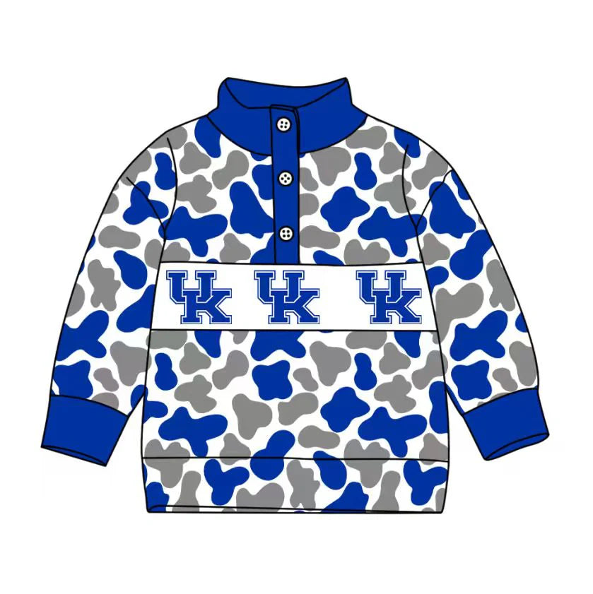 Preorder , 5 MOQ Baby Boys Sport UK Blue Camo Pullover Top