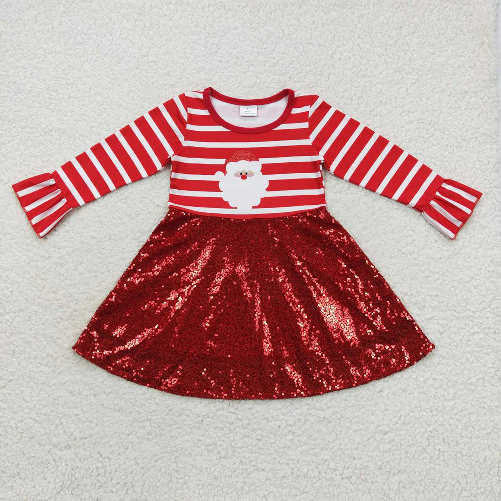Kids Girls Christmas Santa Red Sequin Dress