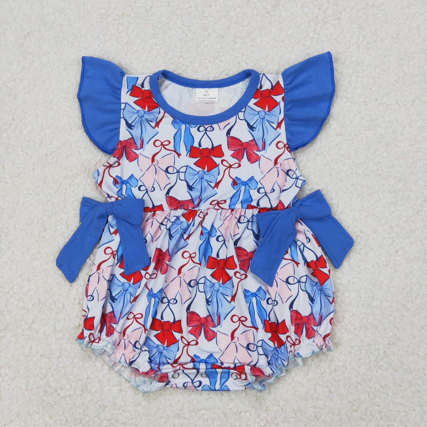 SR2954 Baby Girls July 4th Bow Romper