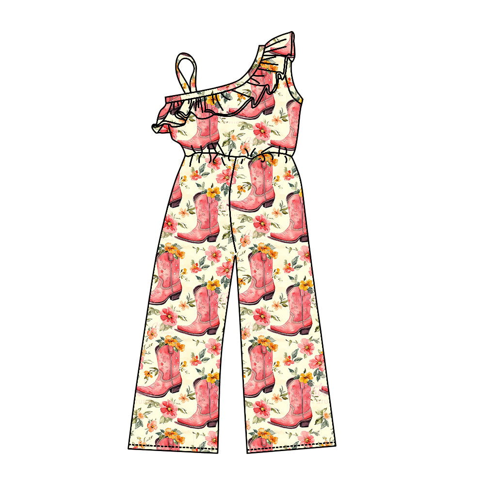 3 MOQ Baby Girls Western Boots Jumpsuit Pre-order