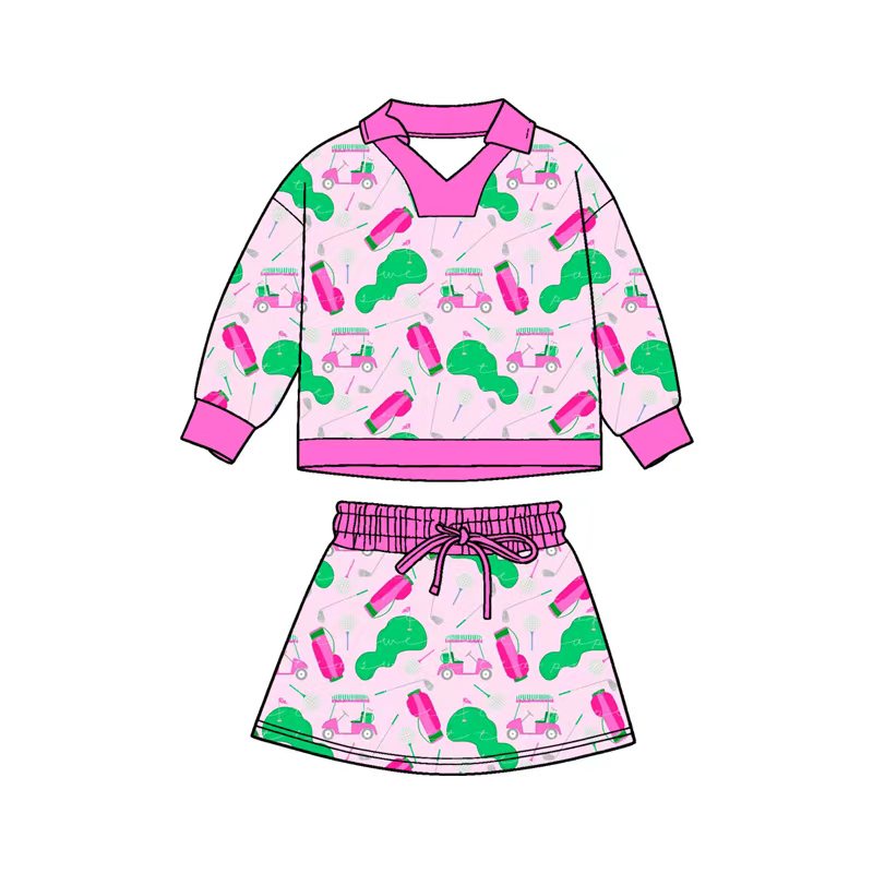 Preorder , 5 MOQ Baby Girls Golf Long Sleeve Top With Shorts Set(副本)