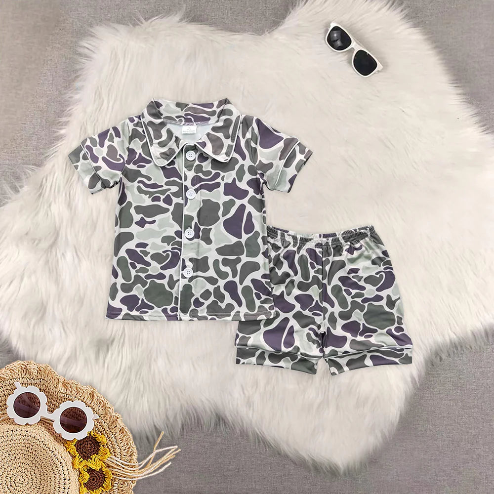 Hunting Season Sibling Baby Boys Deer Camo Shorts Set