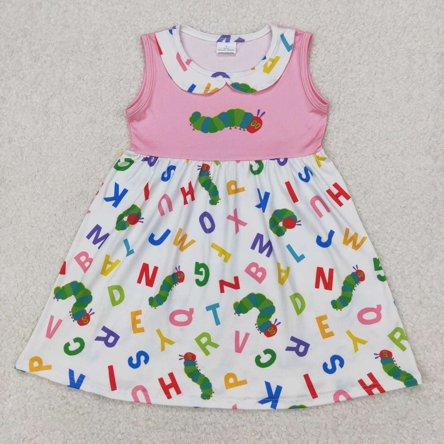 Baby Girls Pink Sleeveless Letters Caterpillar Dress
