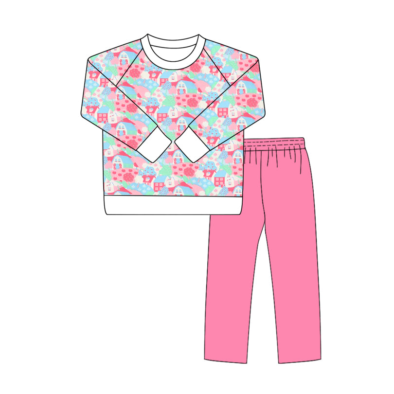 Preorder , 5 MOQ Baby Girls Top With Pink Leggings Set