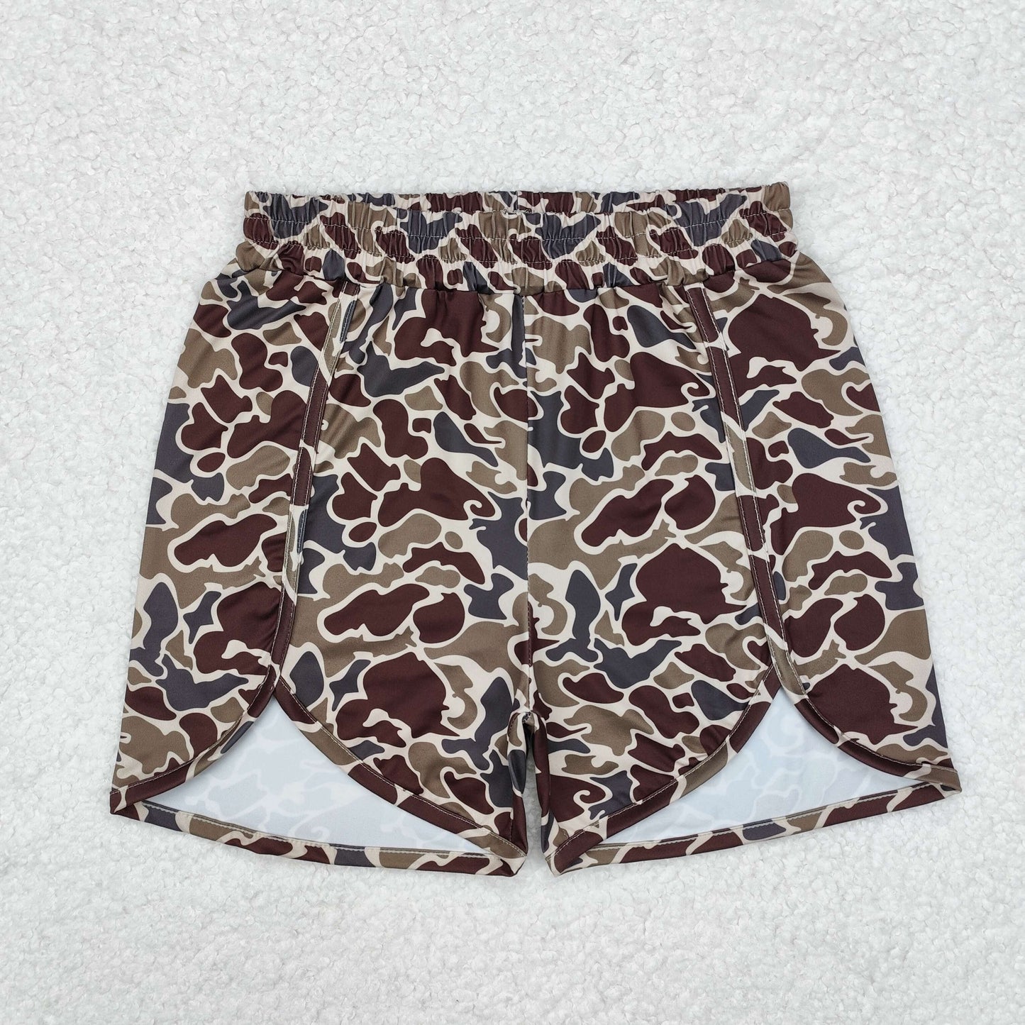 Adult Women Brown Camo Milk Silk Shorts