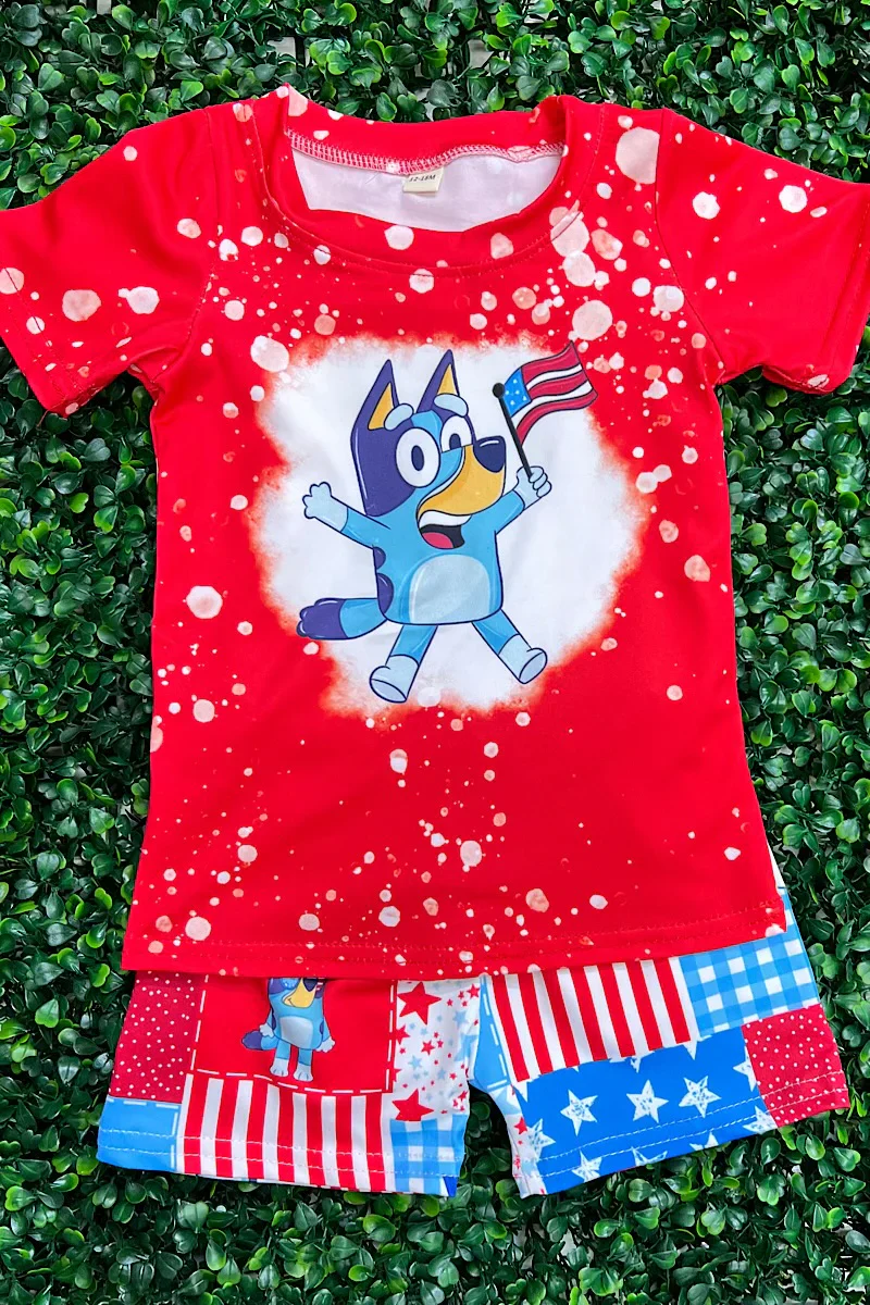 Kids Boys July 4th Cartoon Dog Set 3 MOQ