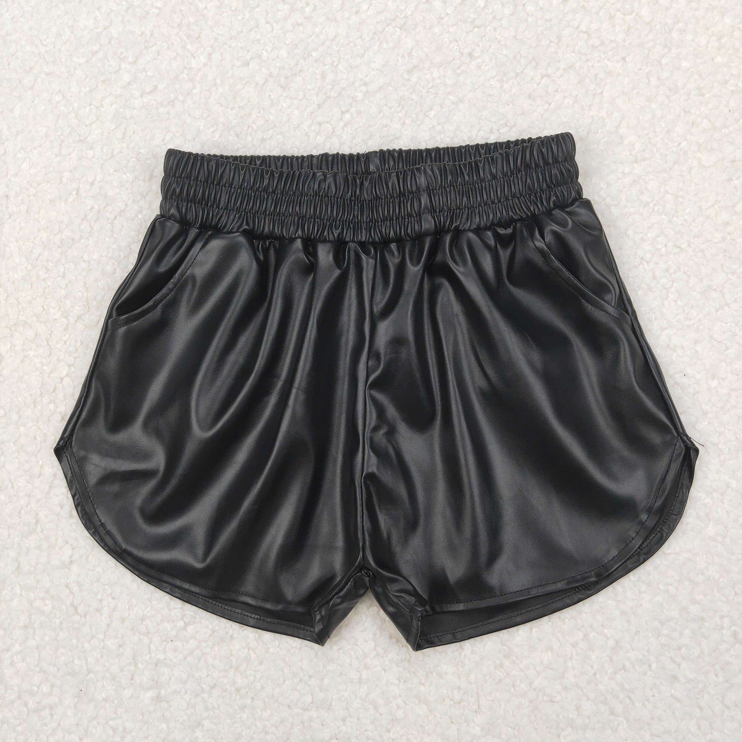 Baby Girls Black Leather Shorts