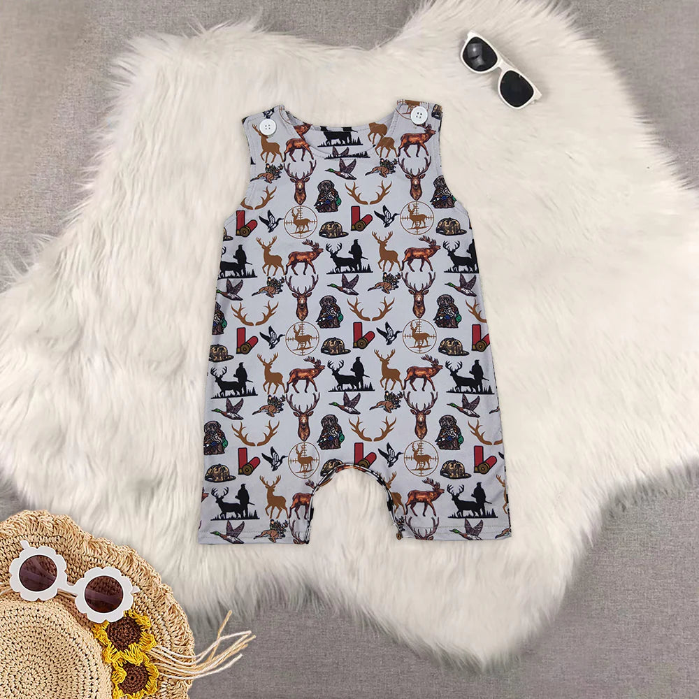 Sibling Baby Boys Hunting Deer Long Sleeve Pullover Top Romper