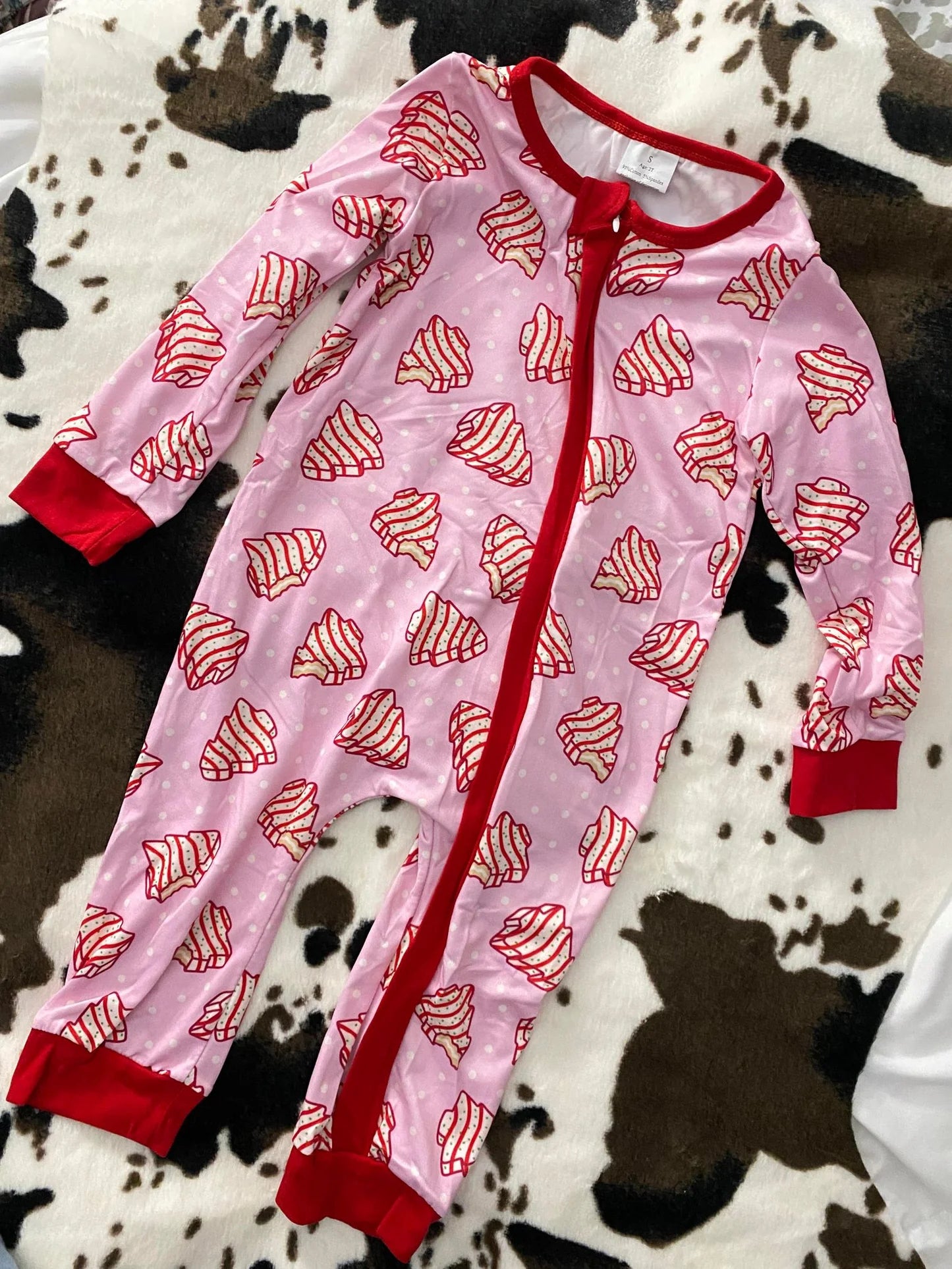 LR1428 USA Shop Baby Girls Christmas Tree Cake Zip Romper