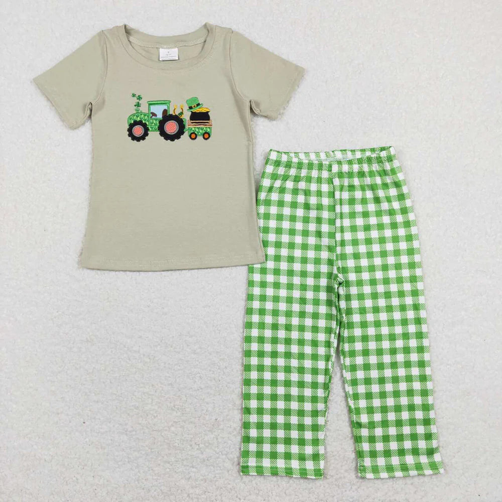 Toddler Boys St. Patrick's Day Quatrefoil Top Pants Outfit Clothes Sets