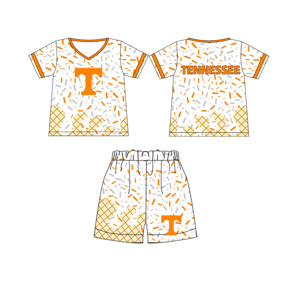Preorder , 5 MOQ Baby Boys Tennessee Team Short Sleeve Tee Shirt Shorts Clothes Sets