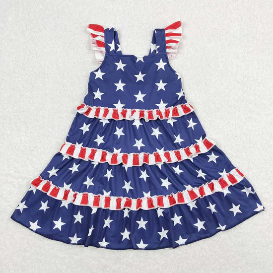 Kids Girls July 4th Sleeveless Knee Length Dress