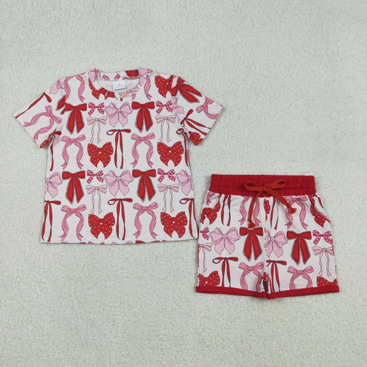GSSO2737 Baby Girls Red Bow Bow Shorts Set