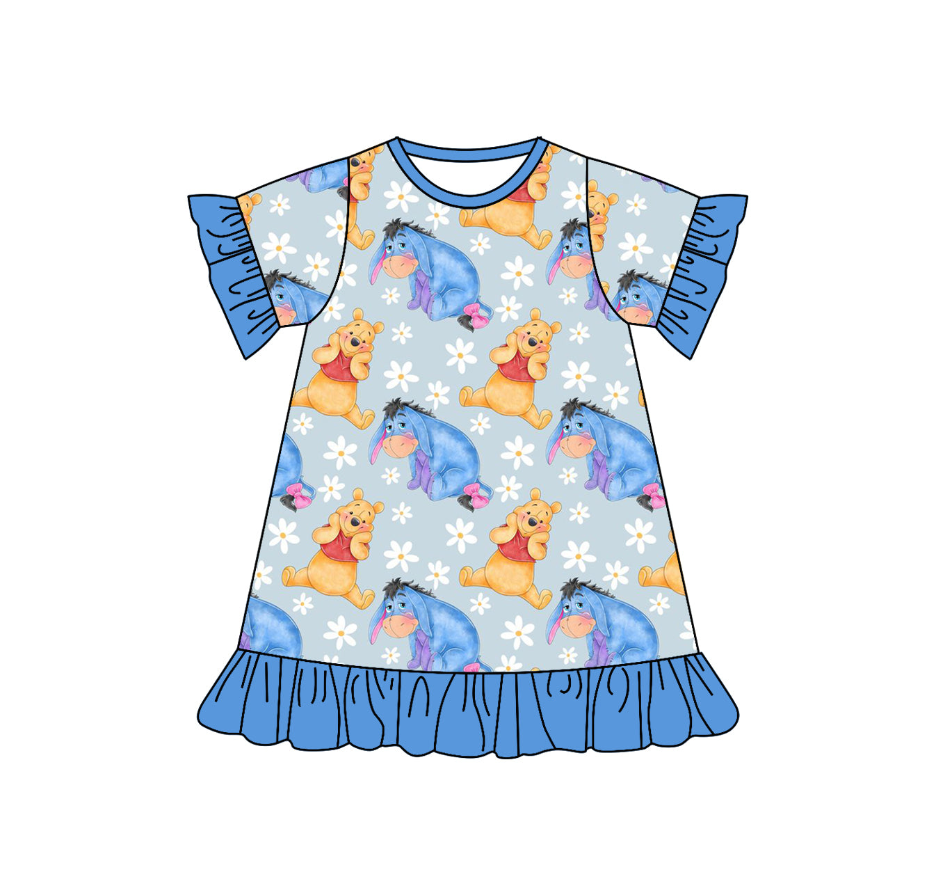 Baby Girls Cartoon Bear Short Sleeve Dress 5 MOQ Preorder