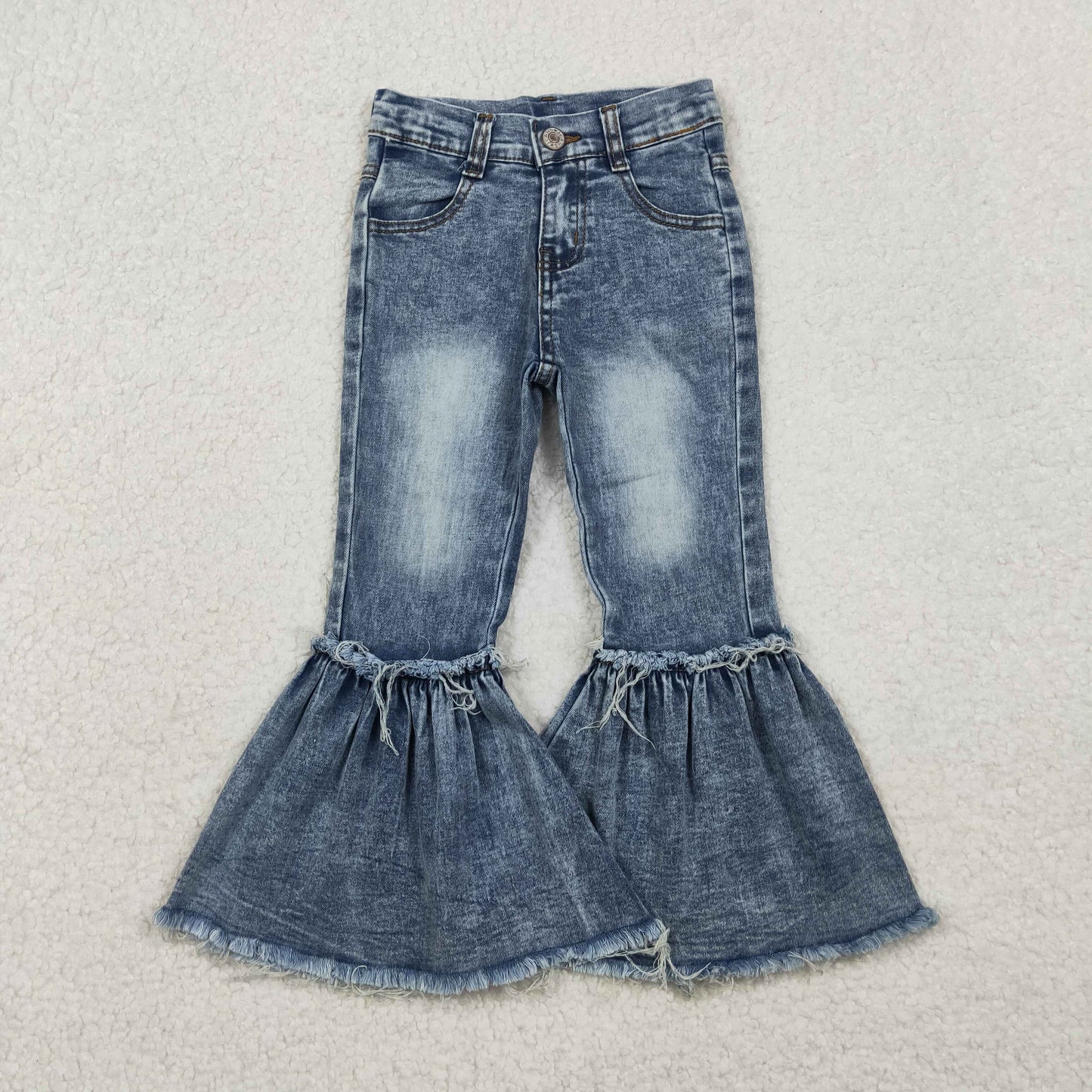 Baby Girls Hot Blue Pockets Bell Bottom Denim Pants