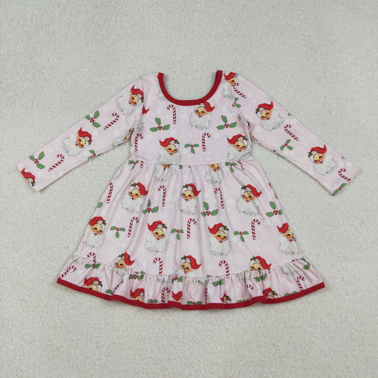 GLD1251 Kids Girl christmas santa long sleeve dress