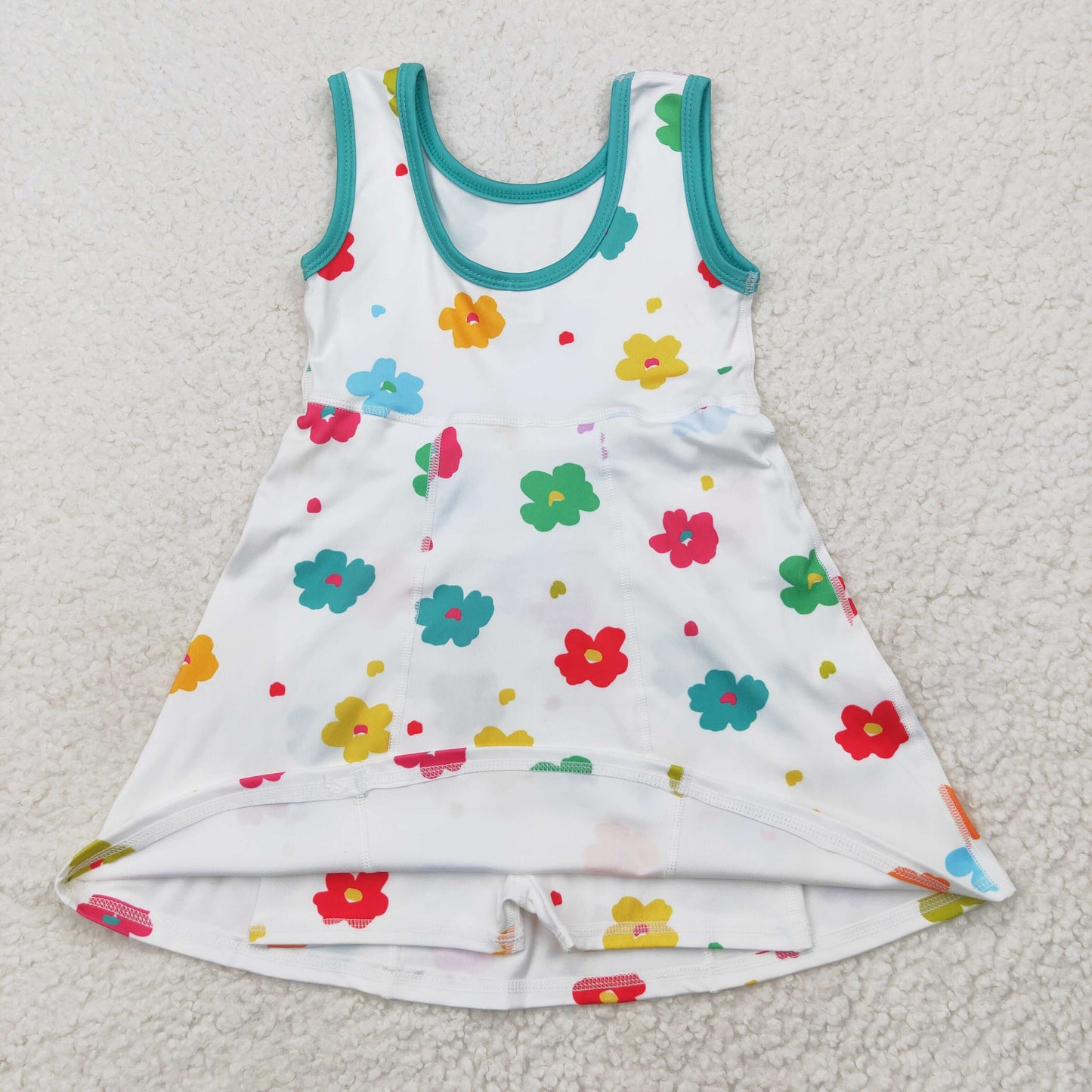 GSD2346 Baby Girls Colorful Flowers Sleeveless Yoga Dress