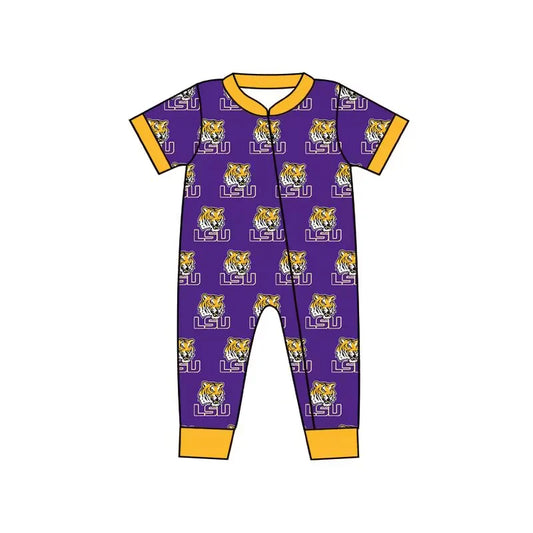 LSU baby clothes team purple short sleeve boys summer romper 3 MOQ
