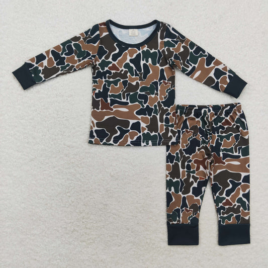 BLP0708 Baby Boys Brown Camo Long Sleeve Bamboo Pajama Set