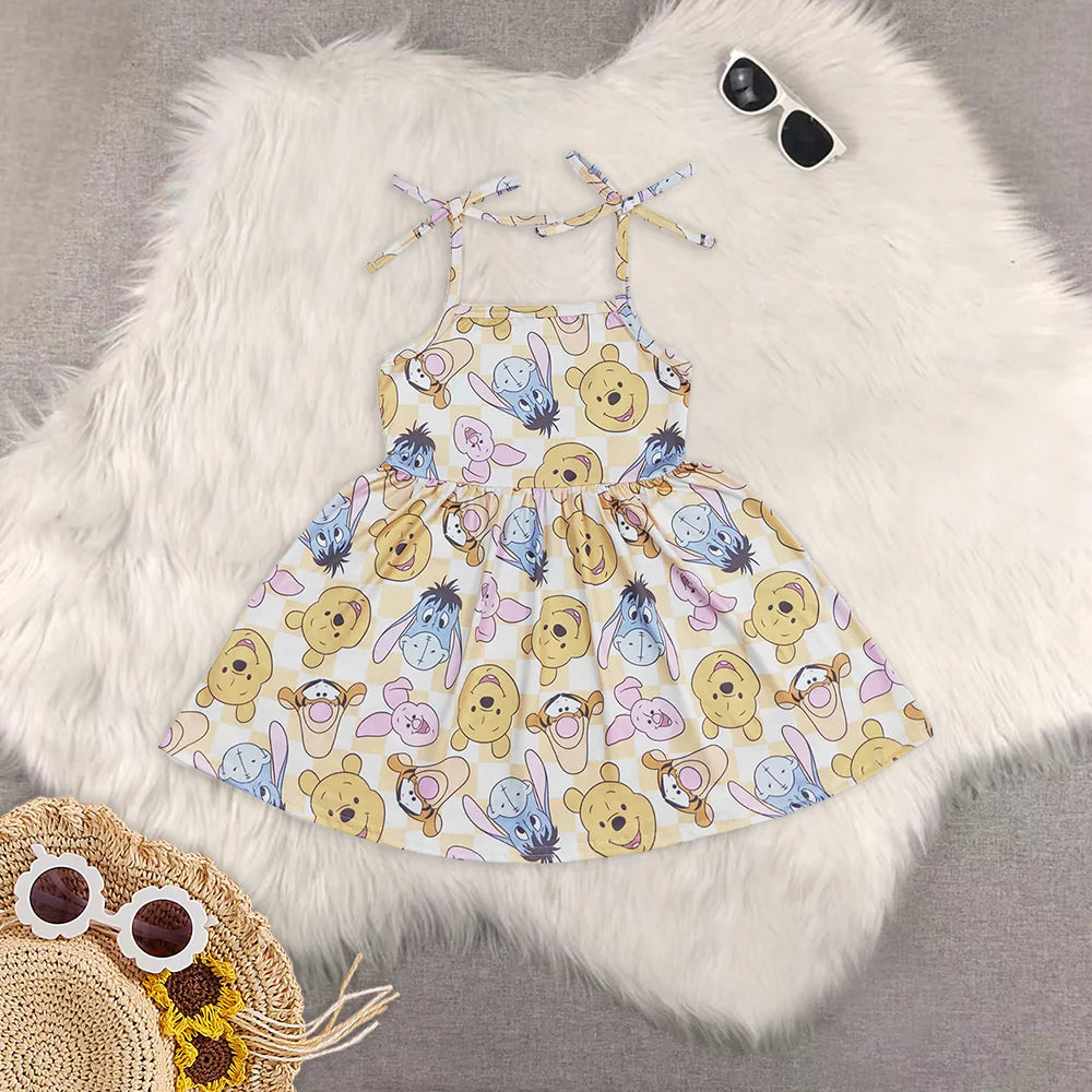 Baby Girls Sibling Cartoon Bear Dress and Romper