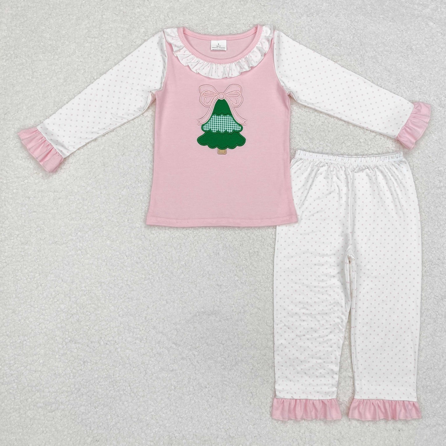 Baby Girls Christmas Tree Pink Pajama Set