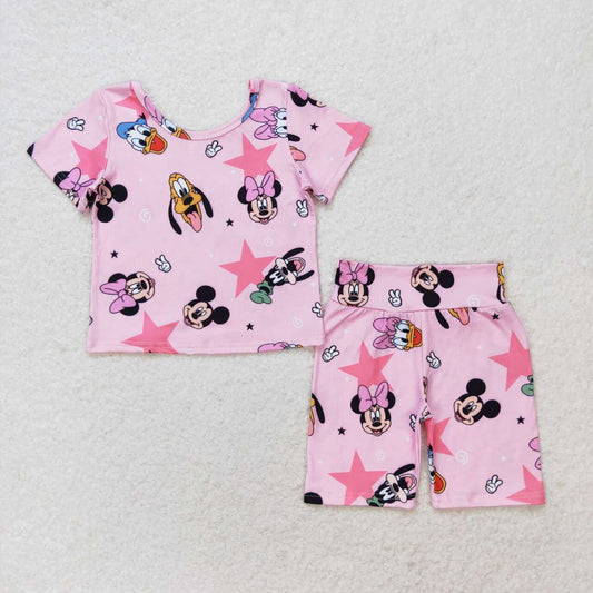 Summer Baby Girls Cartoon Mouse Duck Shorts Set