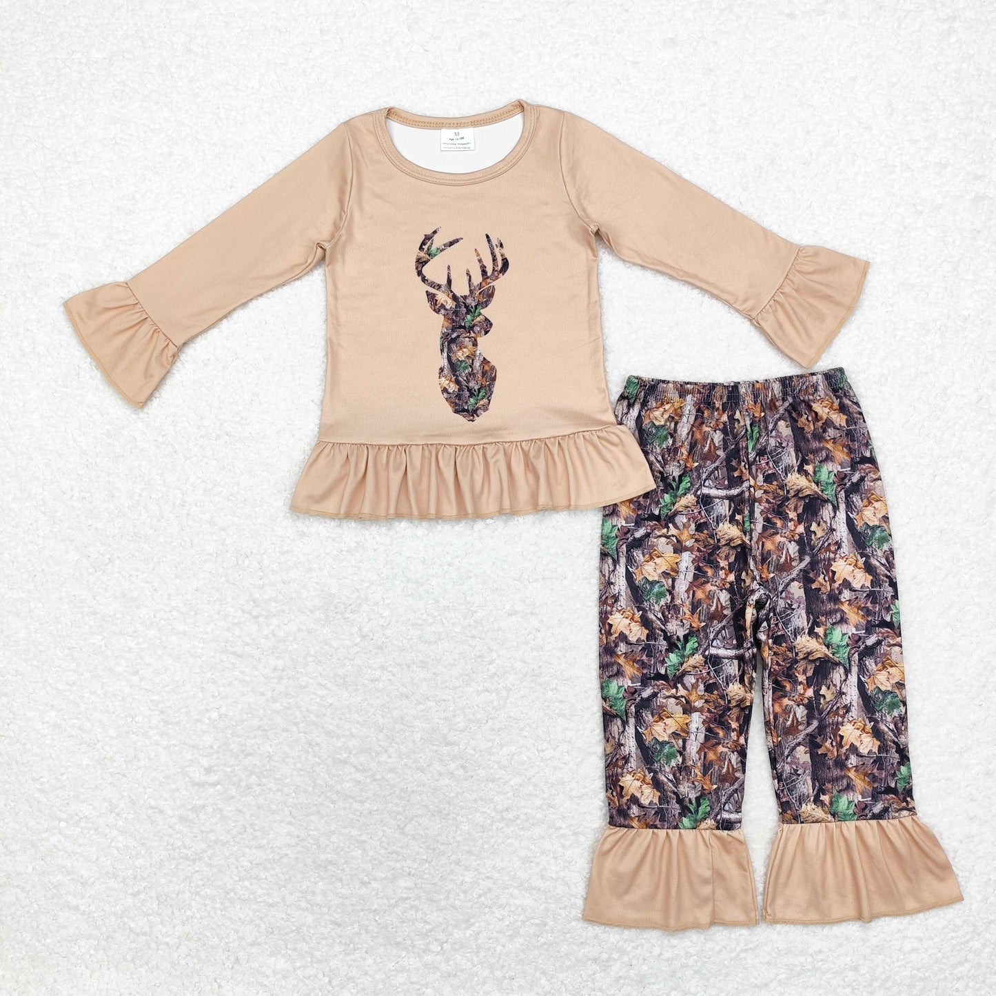 Baby Girls Fall Outfit Hunting Deet top and Camo Pants Set