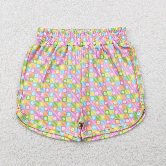 SS0474 Baby Girls Daisy Colorful Checked Shorts