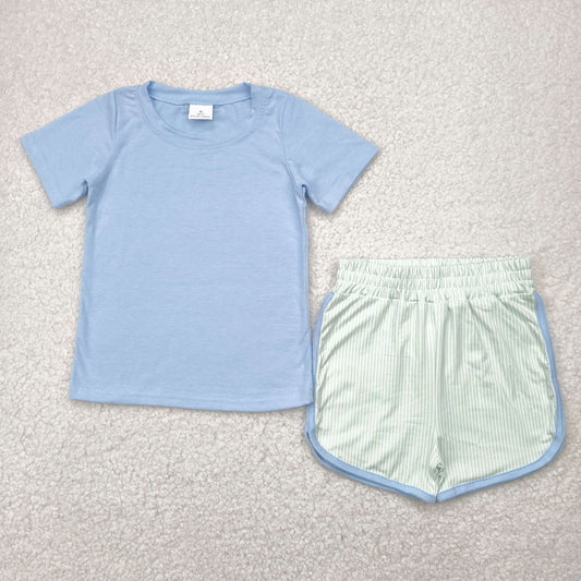 Baby Boys Summer Blue Top Green Shorts Set