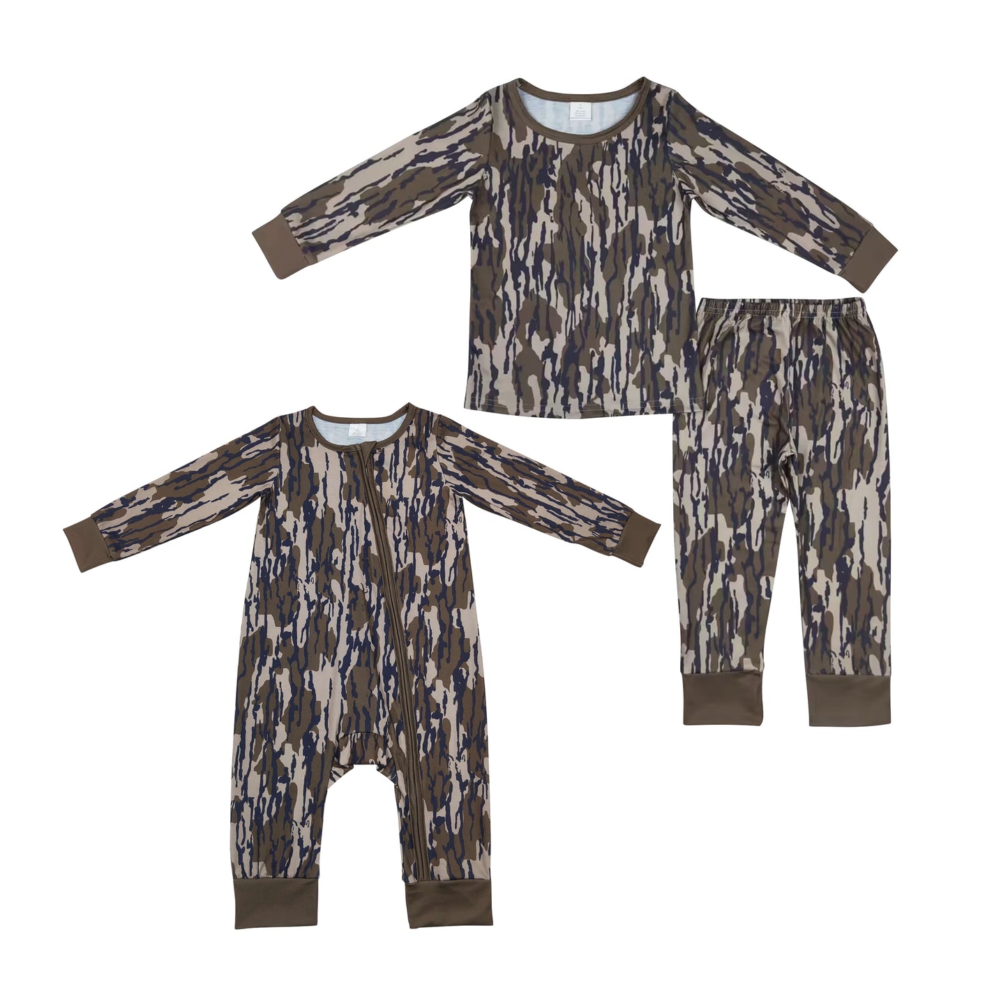 Baby Boys Brother Mossy Camo Long Sleeve Pajama Set and Romper