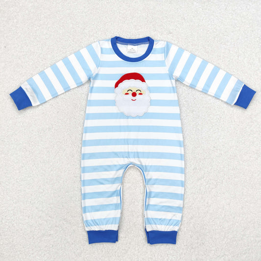 Baby Boys Christmas Santa Blue Striped Romper