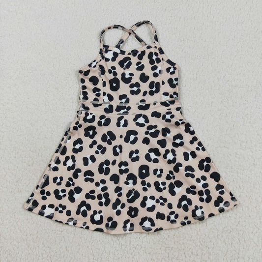 GSD2650 Baby Girls Black Leopard Strpe Yoga Dress