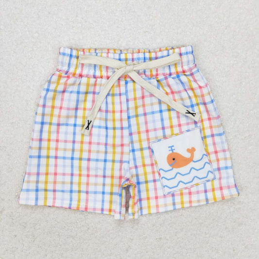 Baby Boys Whale Ginghim Swimming Trunks