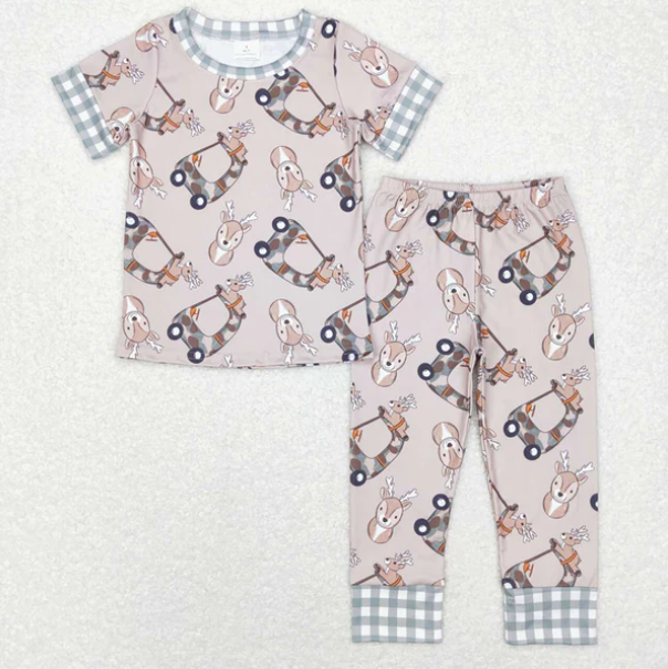 Sibling Baby Kids Christmas Reindeer Top Pant And Short Sets