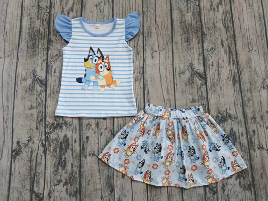 Preorder  5 MOQ， Kids Girls cartoon dog skirt outfit