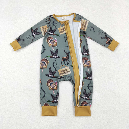 Newborn Baby Boys Gone Hunting Bamboo Romper