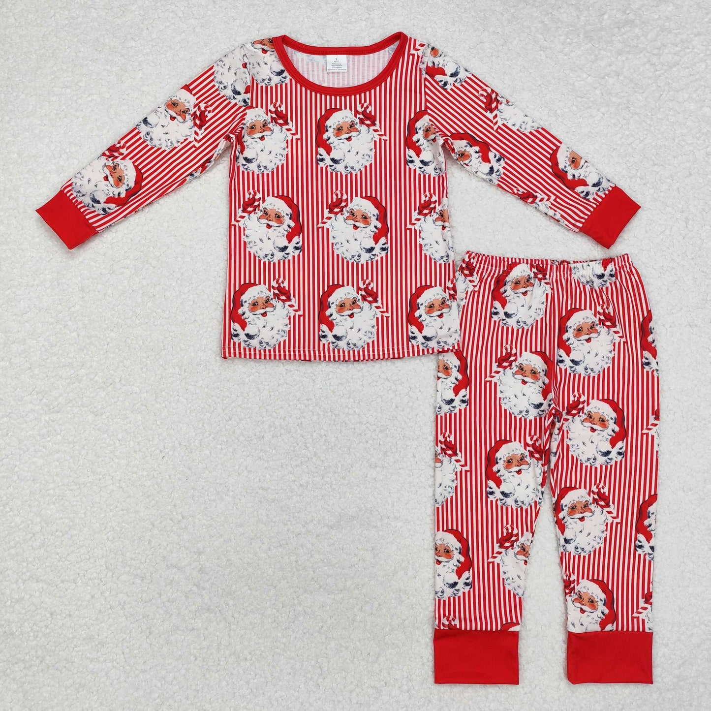 Baby Boys Christmas Santa Red Striped Long Sleeve Pajama Set