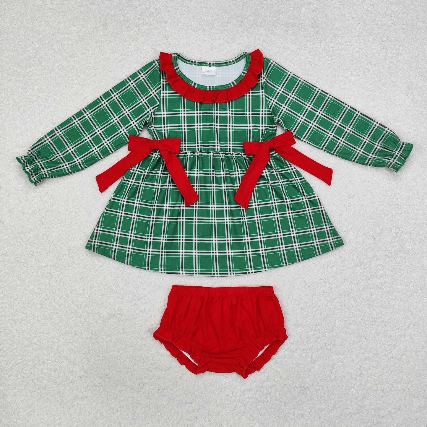 Baby Girls Christmas Green Tunic Bummie Set