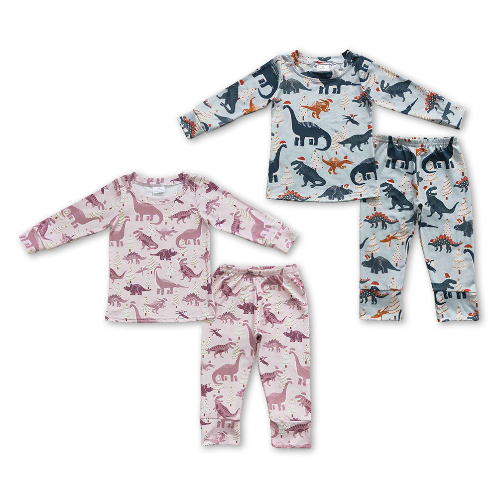 Baby Girls Boys Sibling Dinosaur Long Sleeve Pajama Set