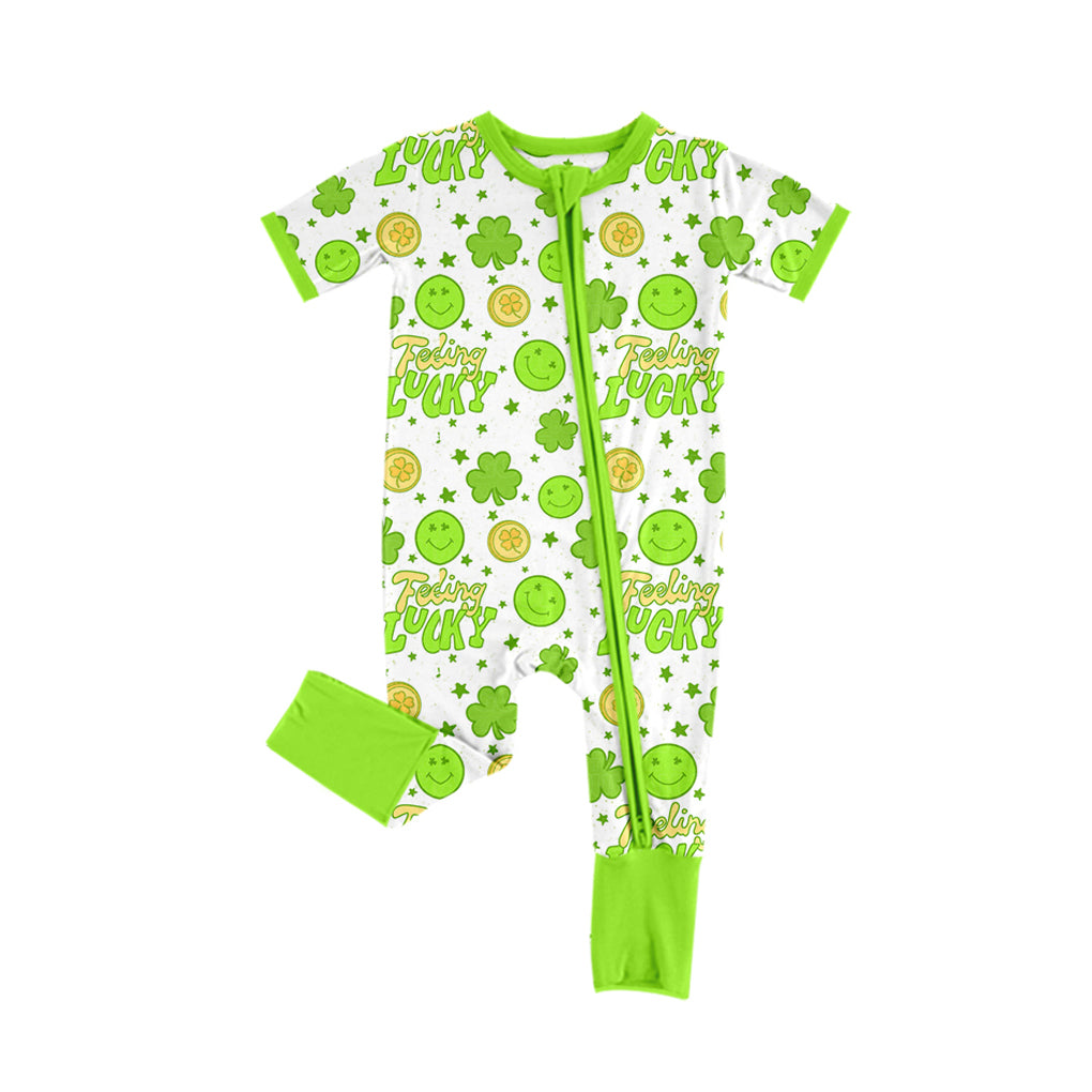 Baby Boys Feeling Lucky Zipper Romper 5 MOQ Preorder