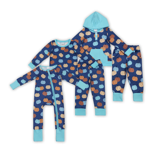 Sibling Boys Fall Pumpkin Matching Long Sleeve Clothes